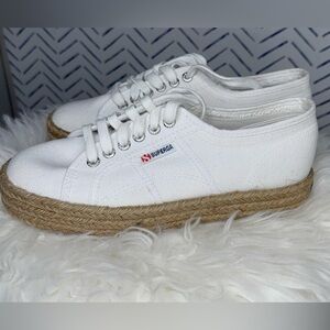 NWOT Superga Rope White Canvas sneaker Platform Espadrille Size 50 /9